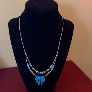 Silver and Turquoise Beaded Necklace